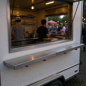 Étagère de service pliante en acier inoxydable 96L x 12W pour remorque de concession et mobilier de restaurant - Product Image 2