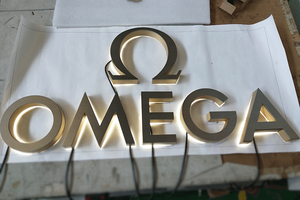 3D <span class=keywords><strong>Gold</strong></span> Metal Logo LED Letter Sign Channel Letter Sign 3D Logo Wall para tienda Electronic Sign - Product Image 2