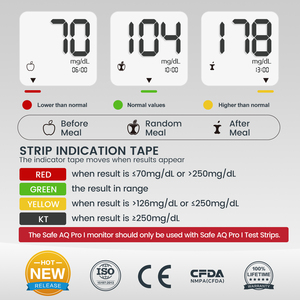 Moniteur de glycémie Sinocare, glucomètre, appareil de mesure du glucose, lecteur de glycémie avec 10 bandelettes de test <span class=keywords><strong>pour</strong></span> diabétiques - Product Image 3