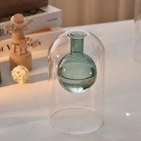 Diffuseur de parfum en verre vert double couche irrégulier 100 ml – Bouteille décorative unique pour huiles essentielles et parfums d'ambiance