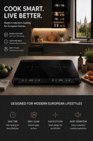 Table de cuisson à induction double brûleur mince, plaque chauffante électrique portable, cuisinière à induction de comptoir 3400W, cuisson rapide, pour cuisine domestique