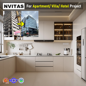 NVITAS Modern Wooden Kitchen Cabinets Plywood Kitchen Cabinet Set Solid Wood Kitchen Furniture For Hotel Apartment Villa Project