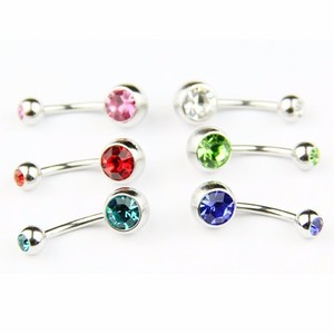 14G Unisex Phụ Nữ Đàn Ông Mix Trang Sức Cơ Thể Xuyên Pha Lê Đôi Đá Quý <span class=keywords><strong>Belly</strong></span> Bar Nút Nhẫn - Product Image 5