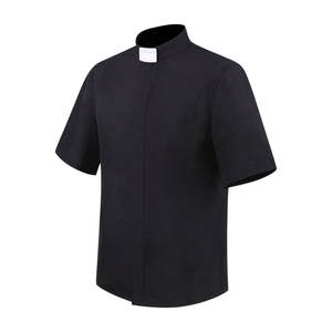 Hombres Mujeres Sacerdote Bendito Negro Clero Stand <span class=keywords><strong>Collar</strong></span> para Polos Manga Corta Pastor Predicador Ministro Disfraz Sólido - Product Image 6