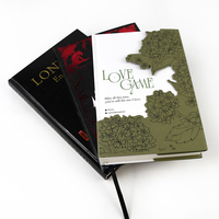 Production de livres à couverture rigide de luxe, papier offset, reliure cousue, estampage à chaud, impression de bordure, ruban, encre écologique à base de soja