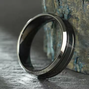 Gentdes Jewelry 8MM Black Beveled Edge Tungsten Ring Tungsten Carbide Plate Mens Wedding Ring <strong>Jewellery</strong> Unique Promise Ring - Product Image 4