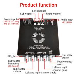 <strong>ZK</strong>-<strong>HT21</strong>-3G Digital Amplifier 160Wx2+220W 2.1 Channel Subwoofer <strong>TDA7498E</strong> BT Audio Amplifier APP Control/Support TWS - Product Image 4
