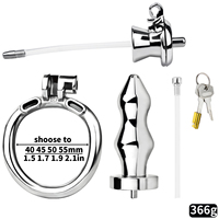 Serrure à pénis en métal en gros avec Plug anal urétral Cages de chasteté inversées Petit Plug anal en métal Anneau de pénis Cages à bite