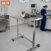 Carrito Auxiliar Veterinario de Acero Inoxidable 304 con Altura Ajustable y Manivela para Clínica Veterinaria y Hospital de Animales