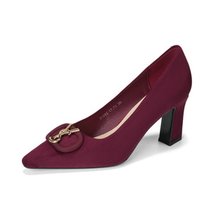 Pointed <b>Toe</b> Stiletto Heel Pumps Women Anti-Slippery Rubber Outsole Buckle Decoration Microfiber Lining Office Shoes Solid Color - Product Image 5