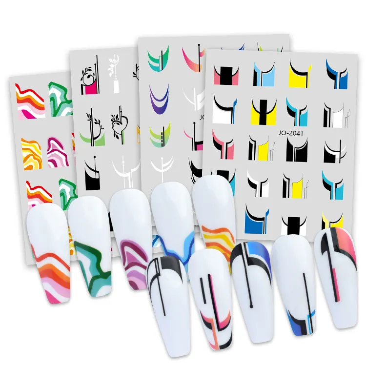 Custom 3D Self-adhesive Nail Decal Stickers Wholesale Popular French Tip Nail Art Sticker