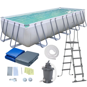 Ensemble de <span class=keywords><strong>piscine</strong></span> hors sol rectangulaire de grande taille 6,4 m x 3,05 m x 1,32 m avec filtre à sable et pompe - Product Image 1