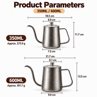 Bouilloire à café Kingze Vintage en acier inoxydable 304, col de cygne, pour un versement précis, idéale pour les baristas à domicile