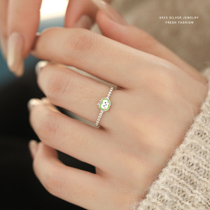 <span class=keywords><strong>Bague</strong></span> ouverte en argent sterling S925 au design original, motif visage souriant, émail mignon et délicat, pour usage quotidien, Ganku - Product Image 4