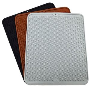 Modern Hot Selling <b>Large</b> Reusable Square Silicone Drain <b>Mat</b> Placemat Kitchen Countertop Bowl Dish Water Filtering Heat Insulated - Product Image 5