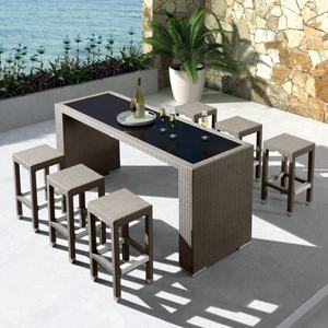 Patio al aire libre hogar Bar Club silla Metal aluminio marco Bar muebles conjunto PE ratán al aire libre mostrador <span class=keywords><strong>taburetes</strong></span> silla alta Bar - Product Image 2