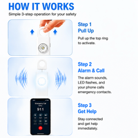 Dispositif d'alarme de sécurité personnel intelligent, son fort de 130 dB avec connexion Bluetooth, alarme de panique d'urgence pour les femmes qui font de la course à pied et voyagent