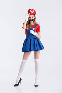 Disfraz de súper fontanero de Halloween para mujer, Cosplay para fiesta de Carnaval de Purim, vestido de fantasía con personaje de carreras de lujo - Product Image 6