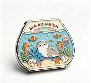 Custom Metal Hard Enamel <b>Pin</b> Aquarium Seal Animal <b>Badge</b> With Backing Card Gift Souvenir - Product Image 2