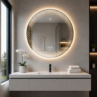 Miroir de salle de bain intelligent rectangulaire moderne avec cadre en alliage d'aluminium doré, montage mural, commande tactile, lumière à intensité variable, indice de protection IP44