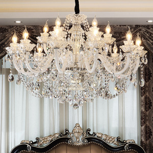 Lustre européen de luxe en cristal de taille moyenne LED bougie suspension hauteur réglable pour la décoration créative du hall de l'hôtel - Product Image 3