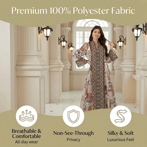 Nuevo Estilo, Vestido Musulmán de Chifón Rojo con Estampado Elegante y de Lujo para Mujer, Proveedor Mayorista - Product Image 4