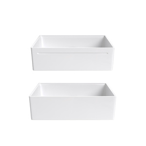 <span class=keywords><strong>Évier</strong></span> de cuisine professionnel en argile réfractaire blanc de 33 pouces, cuve unique, en porcelaine, fait main - Product Image 4