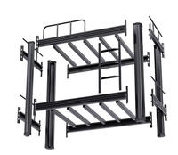Lit superposé moderne profilé noir avec rangement démontable et cadre en fer pour dortoir scolaire, appartement, chantier de construction