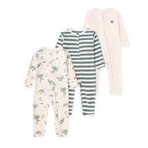 Bộ quần áo trẻ em thời trang 3 món, bộ liền thân có khóa kéo, bộ ngủ liền thân bằng cotton dệt kim cho bé - Product Image 1