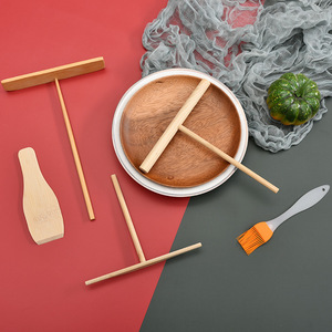 Juego de utensilios para hacer panqueques de bambú con cepillo para aceite, para hacer panqueques y crepas de huevo, accesorio para hornear - Product Image 2