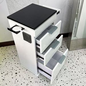 Chariot de Salon de Coiffure Blanc à Succès Commercial, Chariot de Travail Mobile pour Coiffeur et Esthéticien, Meuble de Rangement sur Roulettes - Product Image 4