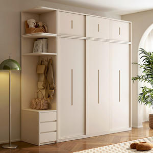 Armadio moderno semplice combinazione con porta scorrevole in legno massello di noce originale per camera da letto o soggiorno - Product Image 3