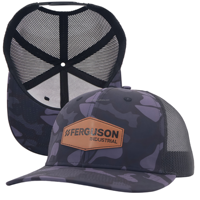Gorra de camionero de malla Richardson 112 de gamuza lisa con parche de cuero personalizado y logotipo bordado, camuflaje, para deportes al aire libre