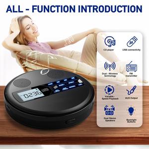 Dual Speaker Portable CD Player, FM Radio with AUX/USB Playback & A-B <b>Repeat</b> Function - Product Image 5