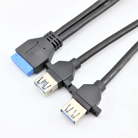 Cable Coaxial 3 USB 3.0 +12V Power IDE20PIN a Doble USB 3.0 Hembra Tipo A de 50cm con Certificación FCC para Computadora