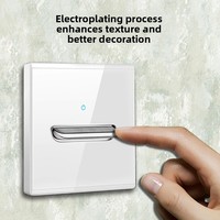 SIXWGH 86mm interruptor de pared Panel de vidrio templado 2.5D Borde de arco Piano Key Feel ignífugo PC seguro para niños 250V 16A hogar