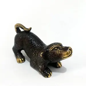 Solid Brass Mini Dog Figurines, Dog Statue Deco Ornament