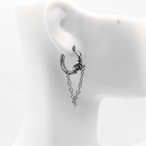 Yunnique Boucles d'oreilles créoles en acier inoxydable avec chaîne, design géométrique, pour femme, usage quotidien GZYE-1344 - Product Image 4