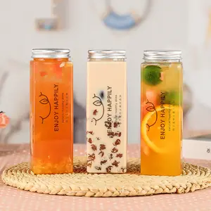 350ml 500ml 700ml 12oz Bubble Tea Flasche Klarer Kunststoff Quadratischer Getränkes aft becher Boba Tee flaschen Milch tee Getränkes aft behälter