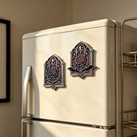 Set Magnet Kulkas Logo Cetak dengan Tepi yang Dipoles Tangan, Magnet Kulkas Motif Makanan