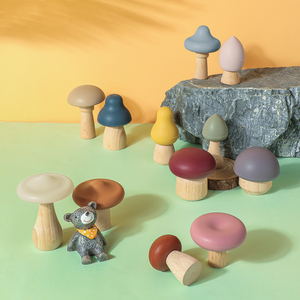 Độc Quyền Thiết Kế Xếp Chồng Nấm Đồ Chơi Silicone Và Gỗ Teether Nhai Bpa <span class=keywords><strong>Free</strong></span> Bé Teether - Product Image 2