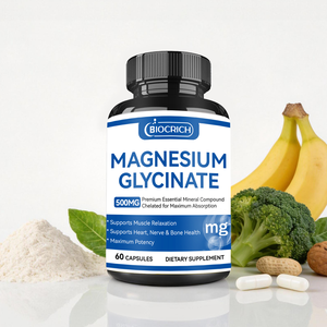 Cápsulas de Glicinato de Magnesio de Alta Absorción 500 mg para Relajación Muscular y Salud Ósea, Venta al <span class=keywords><strong>Por</strong></span> Mayor de Fábrica OEM ODM - Product Image 1