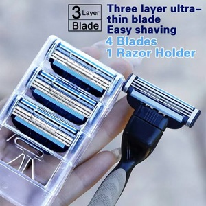 Manual <b>Razor</b> Replacement Blades 4 Pack Stainless Steel Men's Face Shaving <b>Heads</b> 8.3Cm Length 19G Weight - Product Image 4