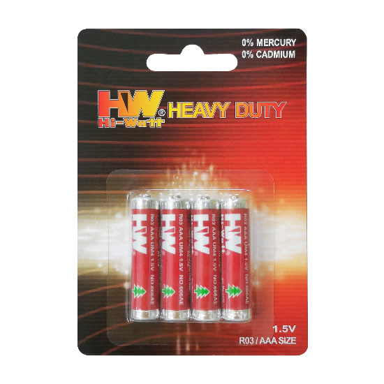 HW Heavy Duty Carbon Zinc Battery AAA Manufacture 1.5V 450mAh R03 AAA Size Carbon Zinc Battery for Toys & Clock