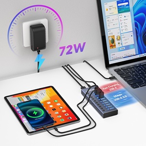 Hub USB 3.0 đa cổng 10 cổng siêu tốc 5Gbps, hợp kim nhôm, hỗ trợ truyền dữ liệu và sạc cho máy tính - Product Image 5