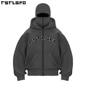 <strong>Clothing</strong> Manufacturer's Custom <strong>Ninja</strong> Masked Men Zipper Hoodie Heavy Cotton Patchwork Double Hood Balaclava 100% Cotton Winter - Product Image 4