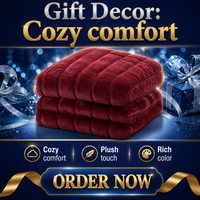 Plaid de luxe rayé en fausse fourrure de lapin double couche, super doux, en polaire, chaud, rouge bordeaux, fourrure sculptée pour lit et canapé