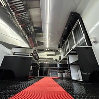Remorque alimentaire mobile à double essieu en acier inoxydable noir de haute qualité - Camion de restauration rapide commercial pour hot-dogs avec fenêtres de service, résistant à la rouille