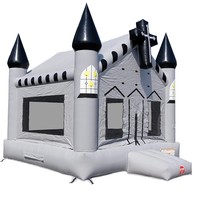 Château gonflable commercial en PVC style église 14'x14'x14' Capacité de charge 220lb pour événements communautaires et divertissement