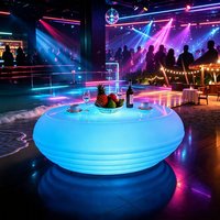 Table de bar commerciale moderne avec écran LED lumineux multicolore en forme de champignon, télécommandée, étanche, pour hôtel